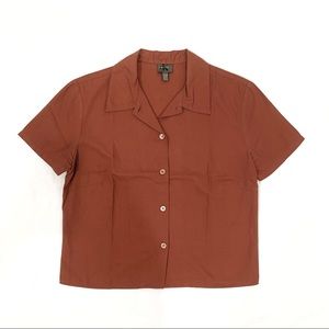 Vintage Calvin Klein Clay Brown Crop Button Down Shirt